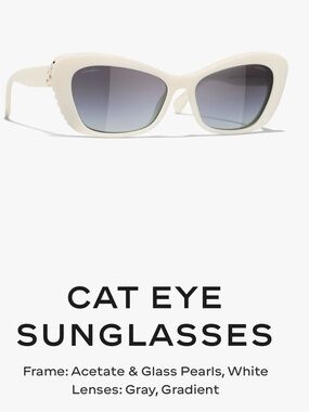 CHANEL White Cat Eye Sunglasses with Gray Gradient Lenses